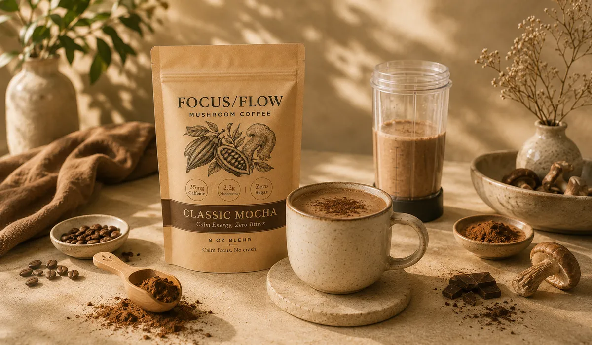 A prepared cup of FocusFlow Classic Mocha